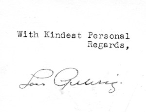 Lou Gehrig Signature