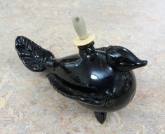 Right hand side view of a purple Bristol nursing bottle.