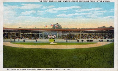 The first municipally owned league base ball park in the world. Interior of Bosse Athletic Field Stadium, Evansville, Indiana. n.d.