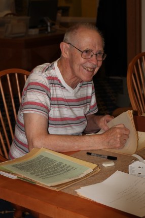 Don Janzen organizing materials from the Shiloh Family and Trust collection, 2017. Photograph Credit: Deanna Engler