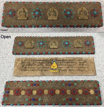 Tibetan Folio of Mudras of the Buddha, n.d. This item is located in the College of Liberal Arts in Lawrence Library.