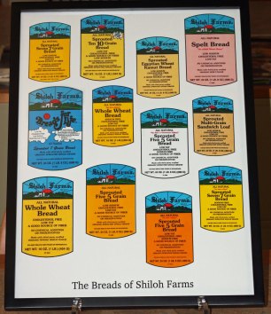 Shiloh Farms Bread Labels, created by Dr. Donald Janzen, n.d. This item is located in the Communal Studies Reading Room in RL 3024.