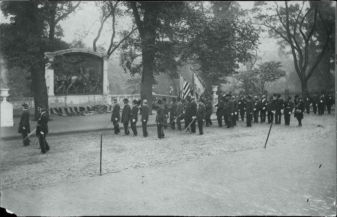 Unveiling on Boston Common, two of Shaw’s nephews and some 65 veterans of the Fifty-fourth Massachusetts Infantry were present, 1897. Source: https://apps.bostonglobe.com/boston-revealed/series/shaw-elms/