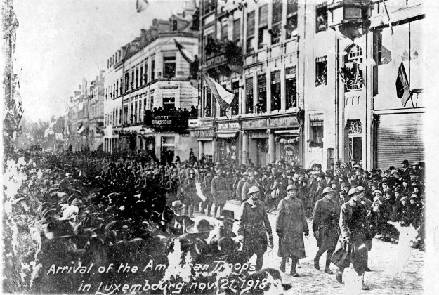 Liberation of Luxembourg by American troops, 1918. Source: Roy Kennedy collection, MSS 256-009.