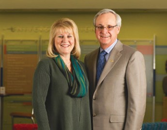 Photograph of Connie and Ronald Romain, the namesake of the Romain College of Business, at USI, n.d. Source: USI.edu