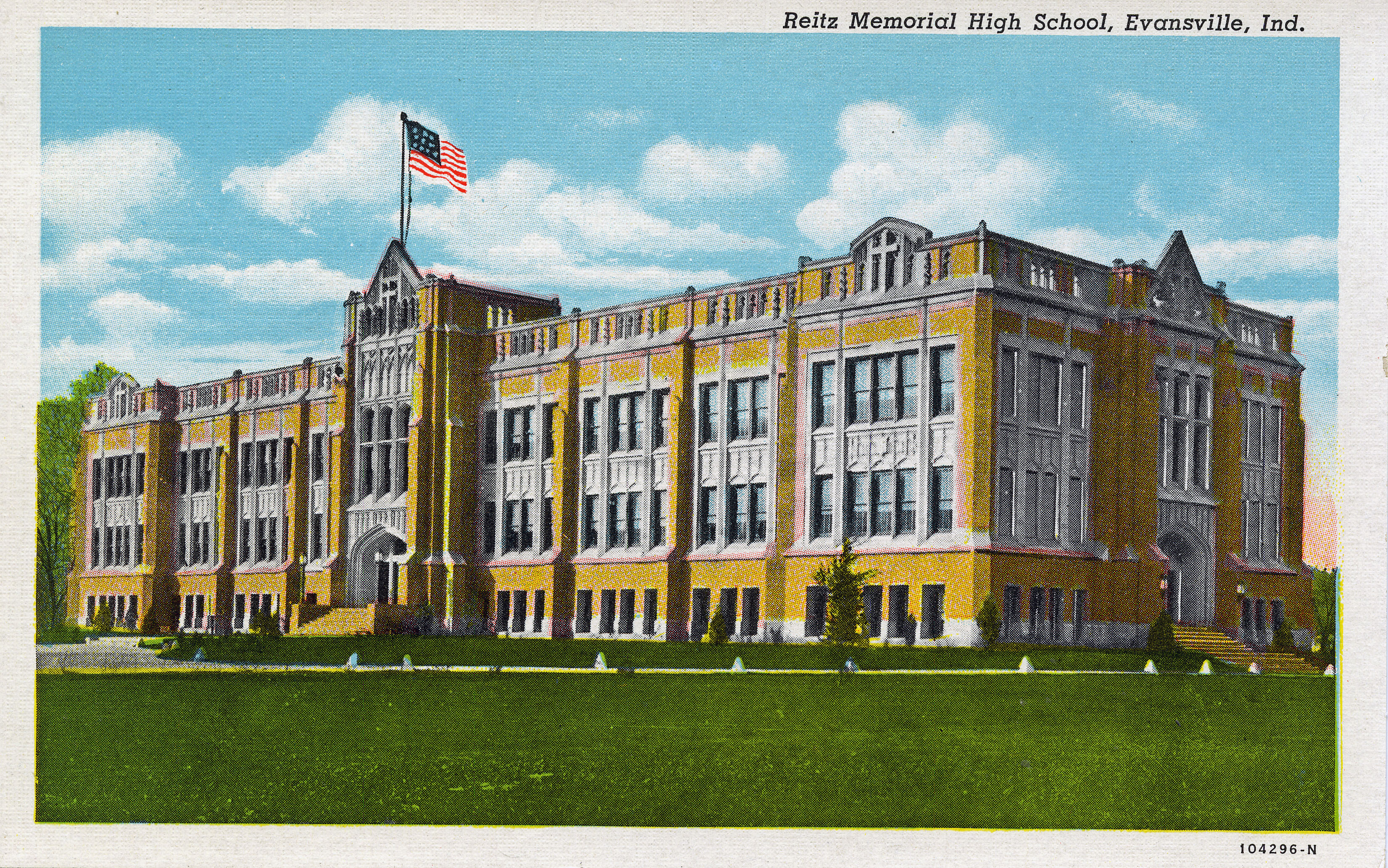 Reitz Memorial High School postcard, n.d. Source: Evansville Postcards collection, RH 033-548.