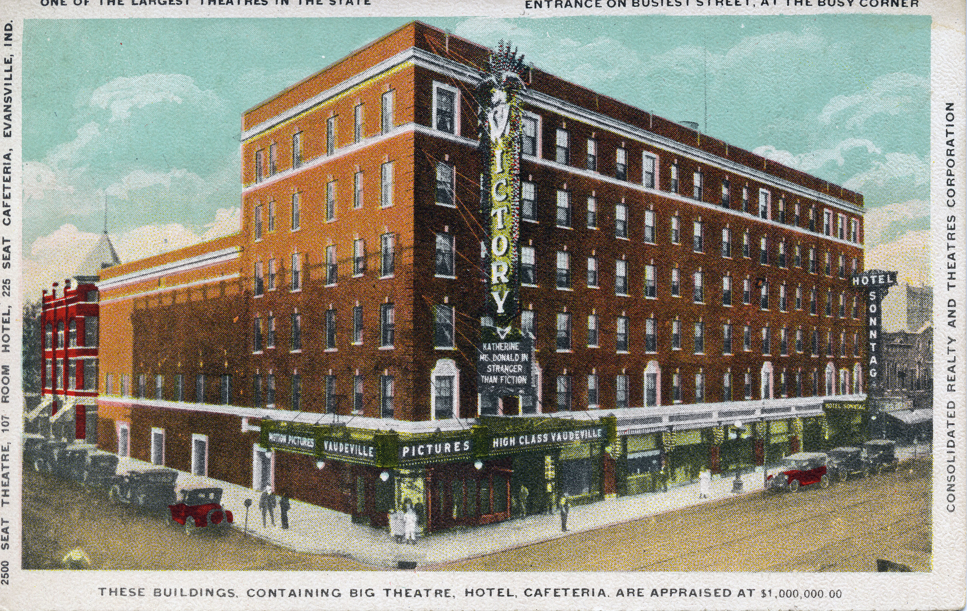 Victory Theatre in Evansville, Indiana, c. 1916. Source: Regional Postcards collection, RH 033-477.