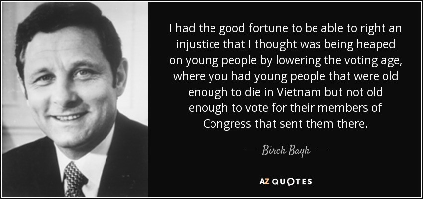 Birch Bayh speaks on his senatorial service for the United States.