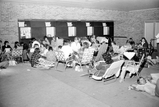 Fans waiting to buy tickets for Elvis Presley at Roberts Stadium, 1976. Source: Gregory Smith collection, MSS 034-0674.