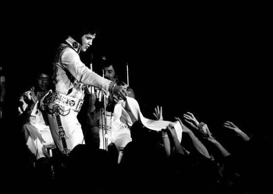 Elvis Presley in concert on October 24, 1976 at Roberts Municipal Stadium. Source: Gregory Smith collection, MSS 034-0739.
