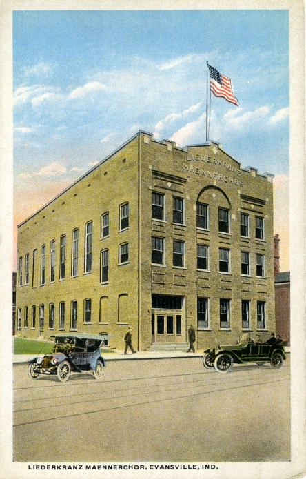 Liederkranz Maennerchor in Evansville, Indiana, c. 1915. Source: Regional Postcards collection (RH 033-202).