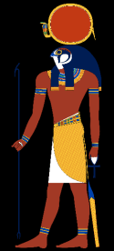 The ancient Egyptians worshiped a god called Ra, who had the head of a hawk and wore the sun as a blazing disk in his crown. Source: https://en.wikipedia.org/wiki/Ra
