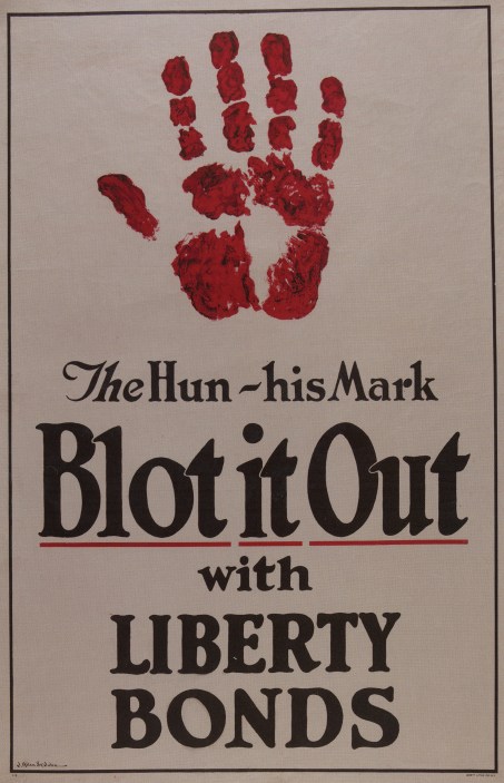 The Hun--His Mark, Blot it Out by James Allen St. John, 1917. Color lithograph on paper, 42 ¼” by 28 ¼”.