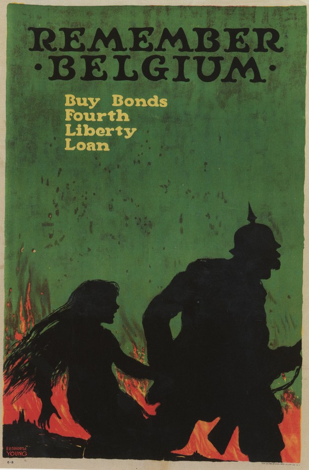 Remember Belgium by Ellsworth Young, 1918. Color lithograph on paper, 30" by 20 1/4".
