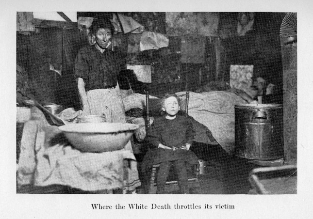 Two people in a slum during tuberculosis outbreak.