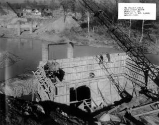 A local PWA project was the construction of the First Ave. bridge over Pigeon Creek. This November 6, 1936 photo depicts filling forms necessary to build the bridge. Source: MSS 055-021, Mack Saunders collection.