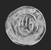 Coin with hand.