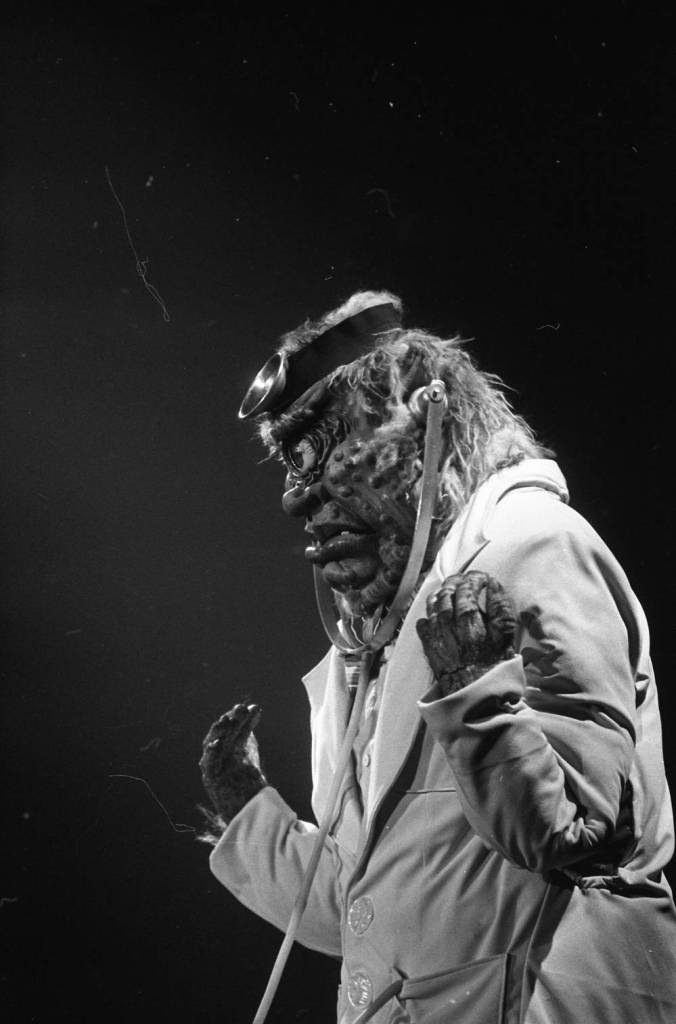 	
The Cyclops character represented the doctor in Alice Cooper's Madhouse Rock concert, meant to depict his recent alcohol detoxification treatment, 1979.