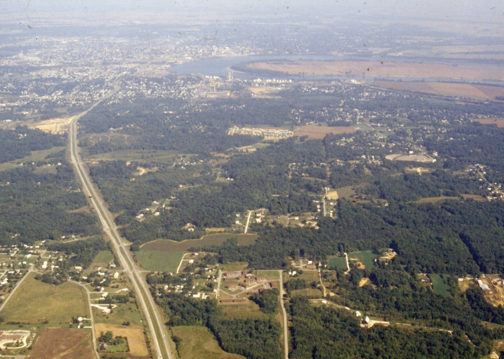 Aerial view of the Lloyd Expressway in Evansville, Indiana, n.d. Source: MSS 184-1564.