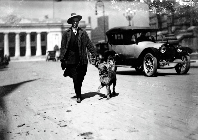 Man with dog in Evansville